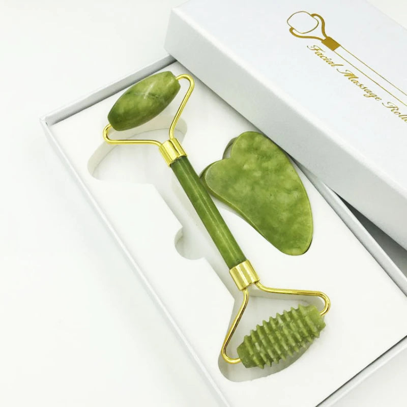 Jade Gua Sha & Roller Trio Set